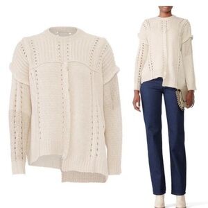 (NUDE) Tan Cream Oversized Fringe Sweater M/L